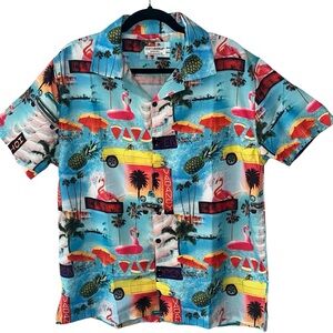 NWT EIGHTH AVENUE MENS VIBRANT BUTTON DOWN SHORT SLEEVE